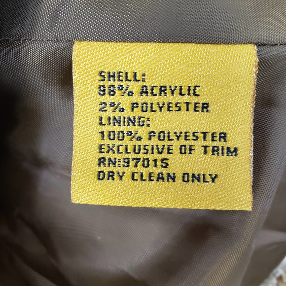 Y2K Allen by Allen Schwartz Tweed Blazer Jacket 8 Velvet Trim Vintage Tan Brown - Picture 9 of 9